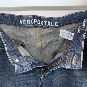 Aeropostale Mens 36x32 Bootcut Jeans Driggs Slim Blue Denim Distressed Faded Y2K
